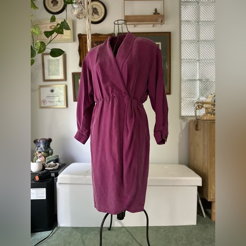 VINTAGE 80s, 100% silk gown, medium/8✨ - Picture 7 of 16